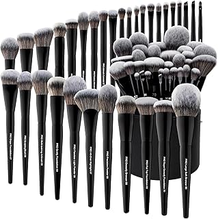 Bueart Design 32Pcs PRO Grade Makeup Brushes Set with Super large Holder, Premium Ultra-soft Synthetic Foundation Contour Powder Blush Concealer Eyeshadow Classic Black Make up Brush