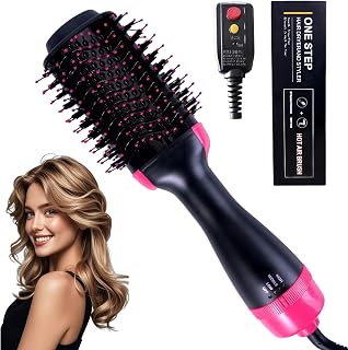 4-in-1 Hair Dryer Brush - Ionic Ceramic Titanium Brush Blow Dryer Hot Air Styler for Frizz-Free Blowouts, Salon Volumizer & Straightener with ALCI Safety Plug, 3 Heat Settings