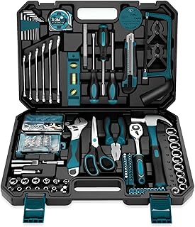 Sundpey Home Tool Kit 257-PCs - Household Basic Repair Tool Set for Men Women - General Hand Mechanic's Tool Set & Screwdriver Set & Wrench Set & Socket & Portable Tool Box Storage Case Blue