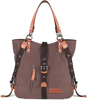 Canvas Tote Handbag Casual Purse Shoulder Bag for Women Convertible Backpack