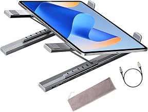 Laptop Stand with Docking Station,8 in 1 USB C Hub Computer Riser - 5Gbps Data Transfer Foldable Computer Stand for Laptop with USB Ports,for Travel Office Home Game Work