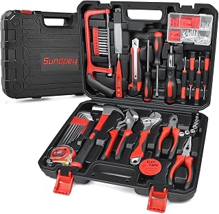 Sundpey Home Tool Kit 148-Pcs - Household Basic portable Hand Repair Tool Set with Case & Ratcheting Screwdriver & Hex Key & Pliers & Wrench & Voltage Tester & Water Pump Plier for Men Women